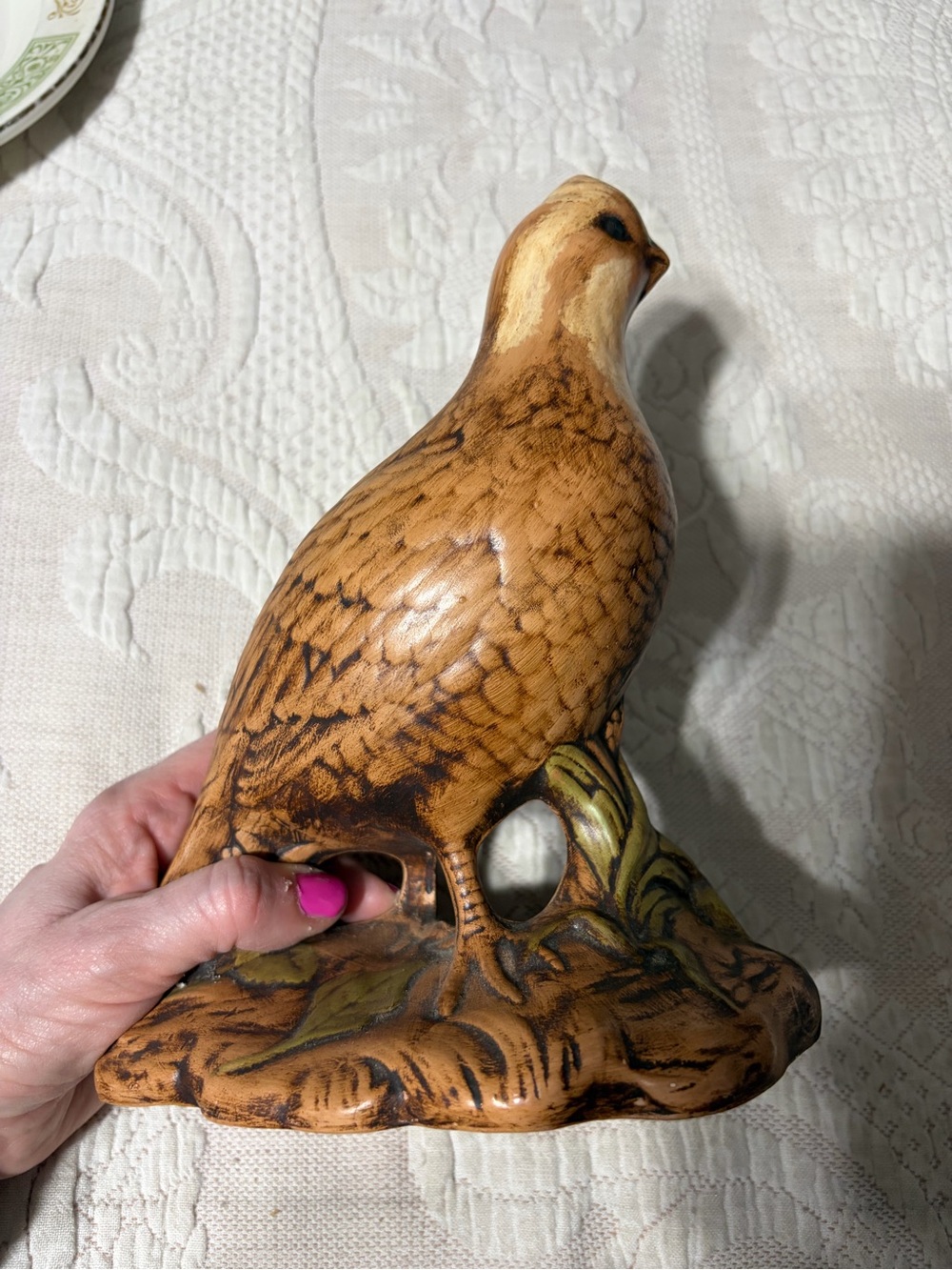 Hand-Painted Ceramic Quail Figurine in Brown fall colors eclectic grandpa GUC - Picture 5 of 10